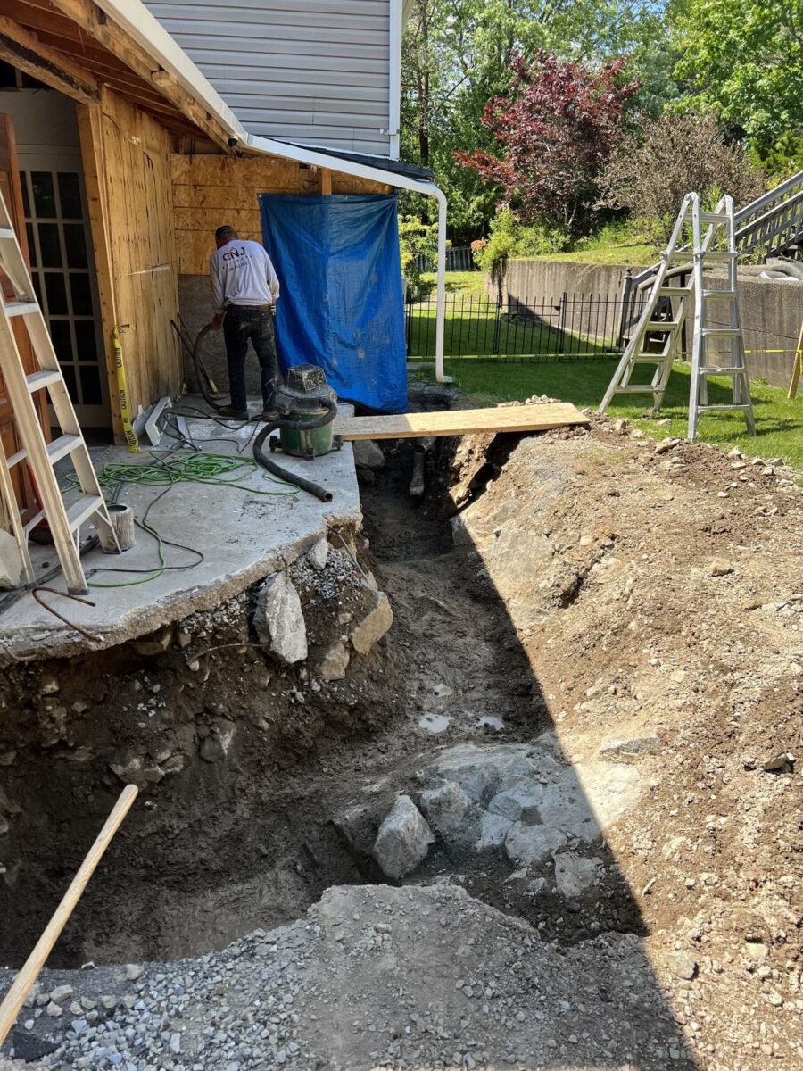 Site work for the new rear entrance