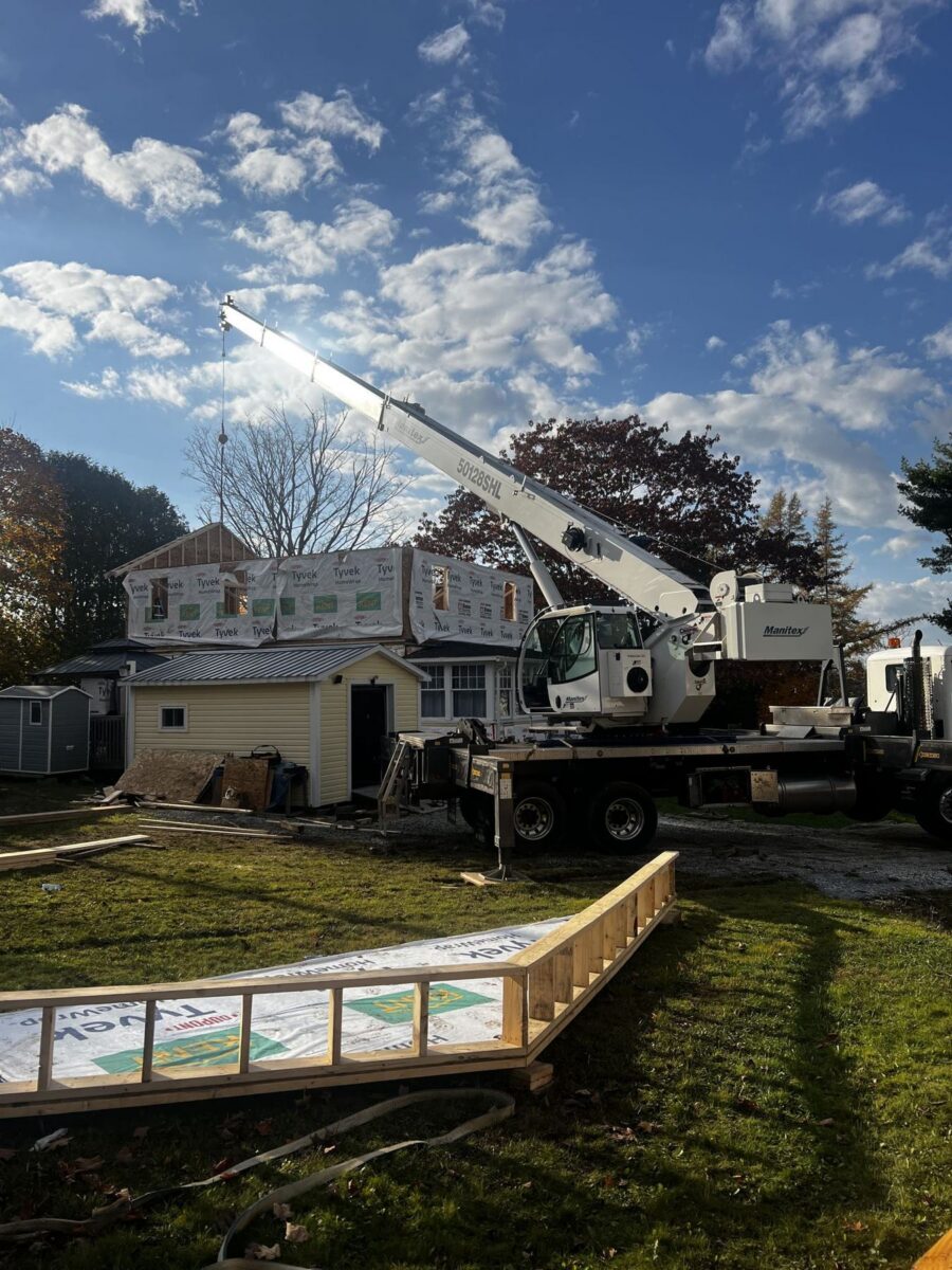 Walls set by crane