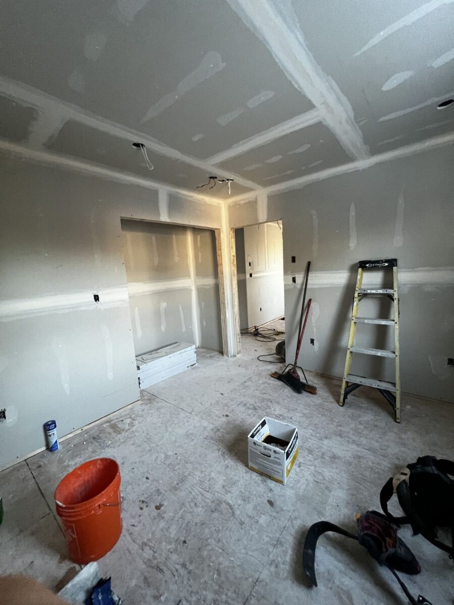 New drywall in the renovated home