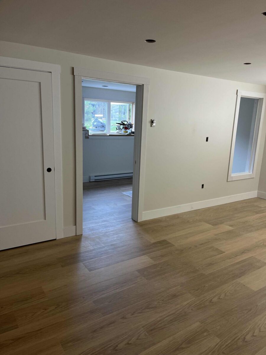 Finished basement with new flooring