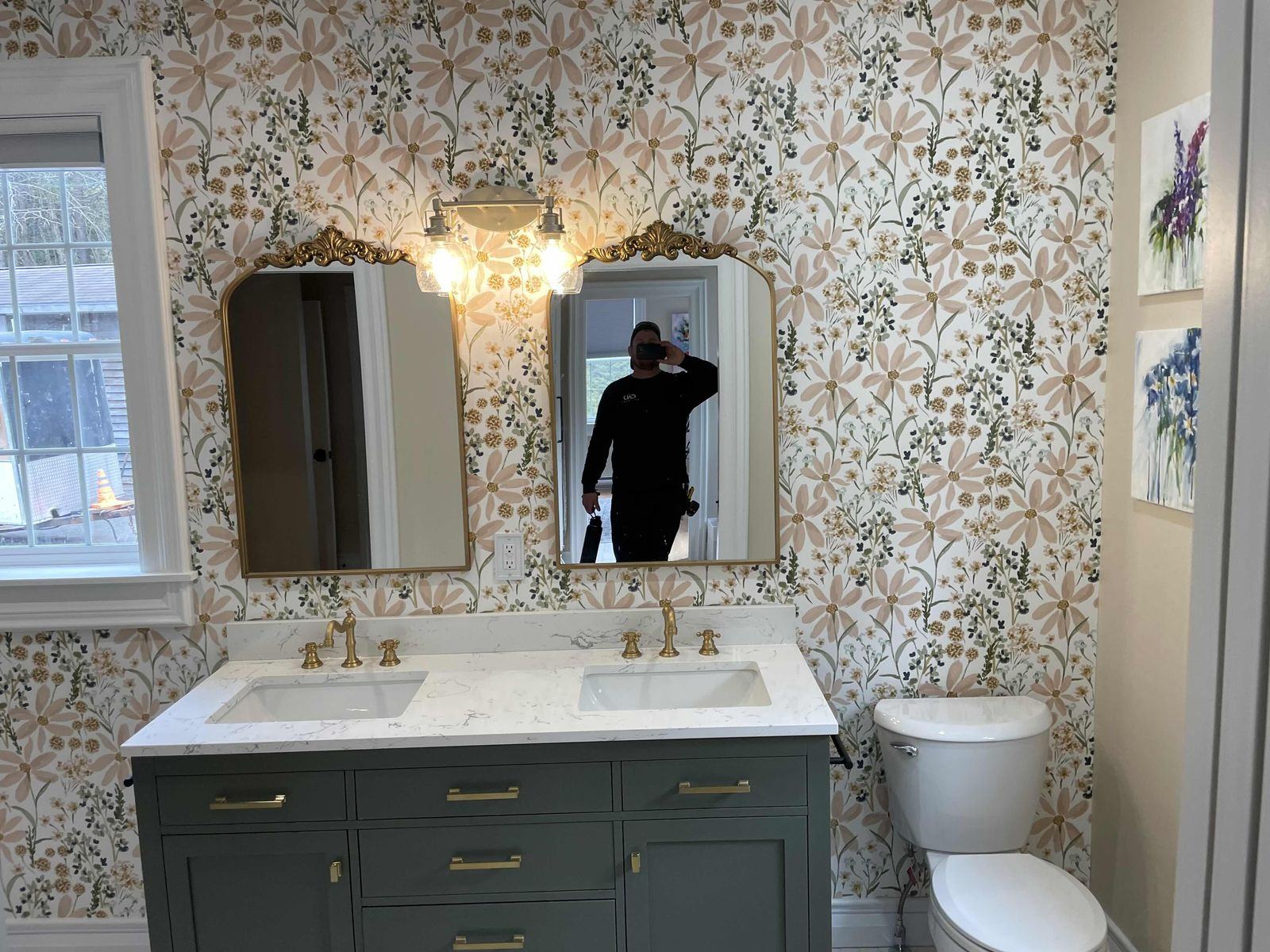 Custom tiled ensuite with double vanity